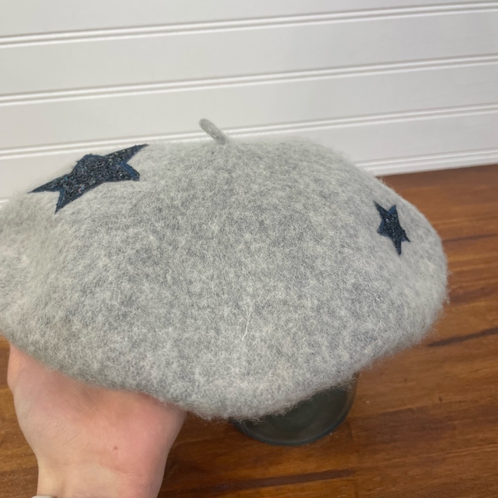 Target Wool Blend Glittery Star Gray Women’s Beret Hat EUC - Picture 9 of 9